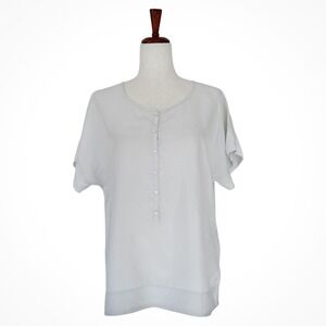 Calypso St. Barth Women's Blouse Size 0 100% Silk‎ Boxy Henley Dreamy Shirt Top